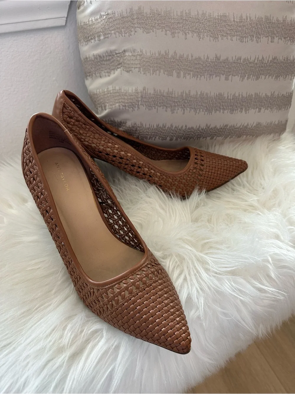 Ann Taylor Women's Woven Leather Shoes Tan